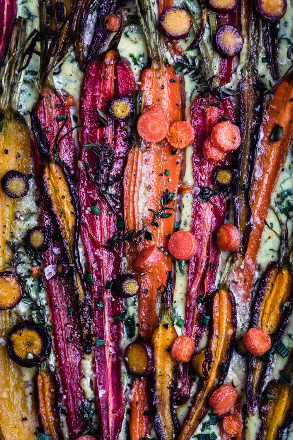 The roasted carrot tart, up close shot of the filling.
