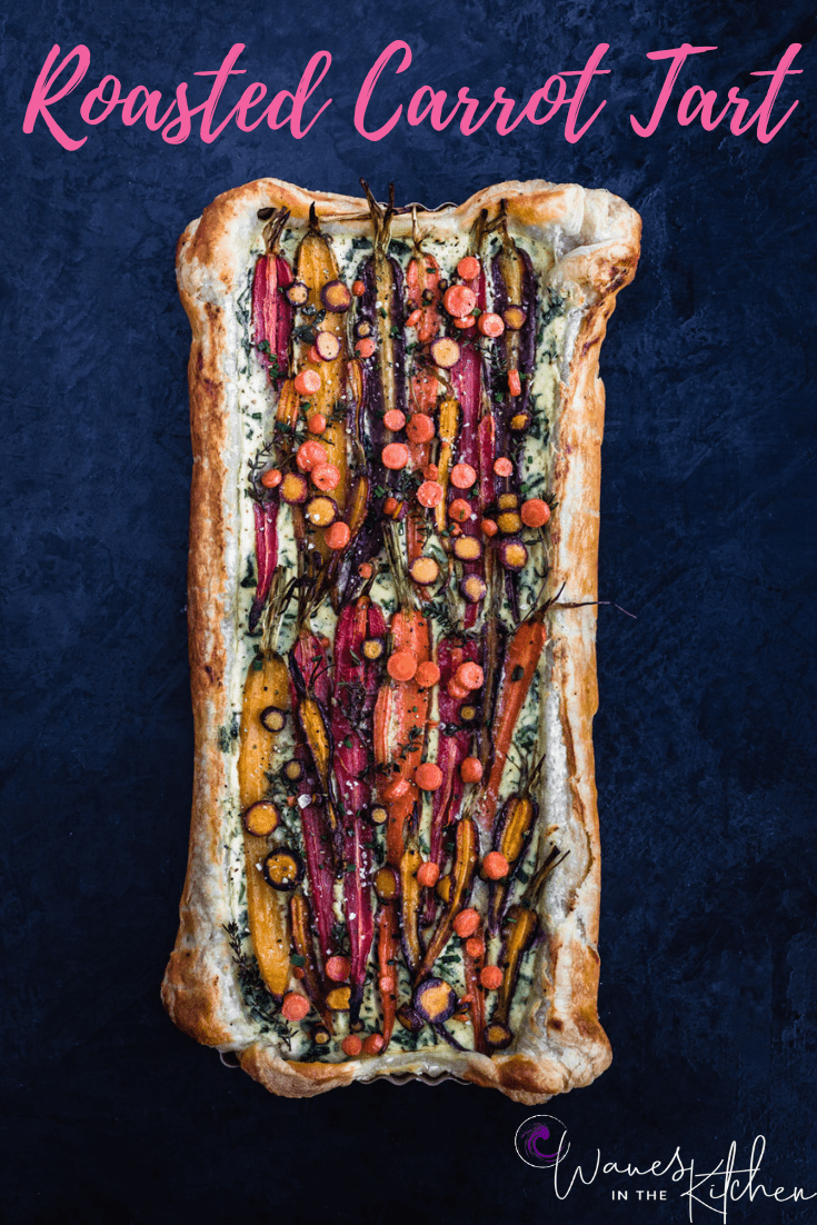 The roasted carrot tart, just out of the oven, over head shot.