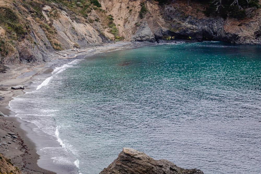 The view of Smuggler's Cove in Mendocino, as seen from Brewery Gulch Inn.